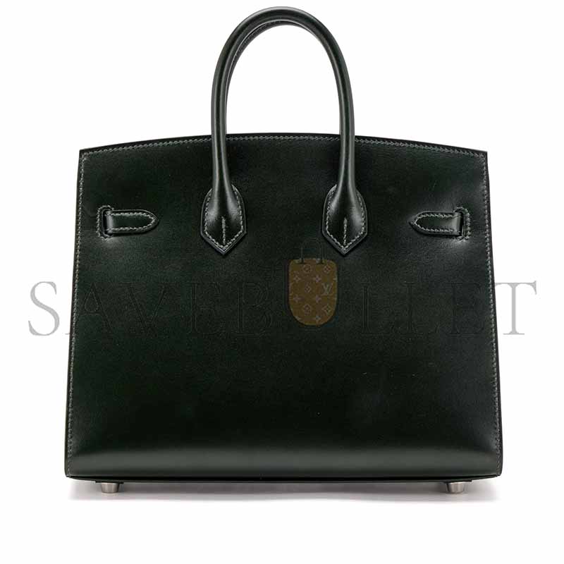 HERMÈS BIRKIN 25 SELLIER VERT FONCE BOX CALF PALLADIUM HARDWARE  (25*20*13cm)